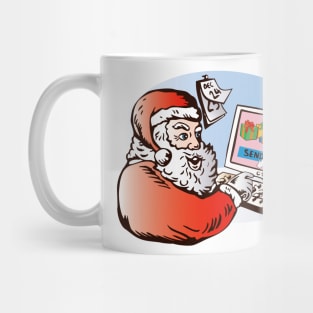 Santa Claus Sending E-Gift Retro Mug